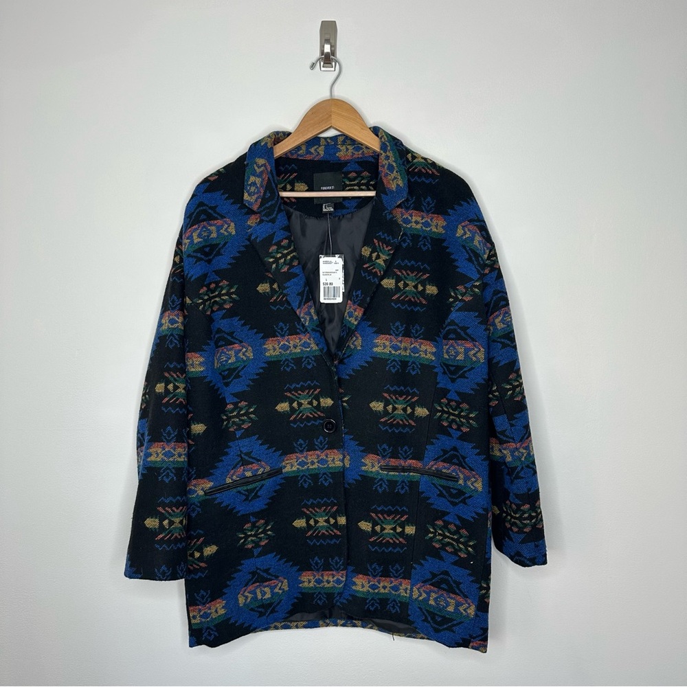 Forever 21 Womens Jacket L Large Aztec Boho Blazer Wool Southwestern